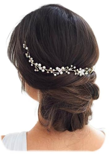 JAKAWIN Bride Wedding Hair Vine Bridal Hair Accessories Pearl Hair Piece for Women (1 Silver)