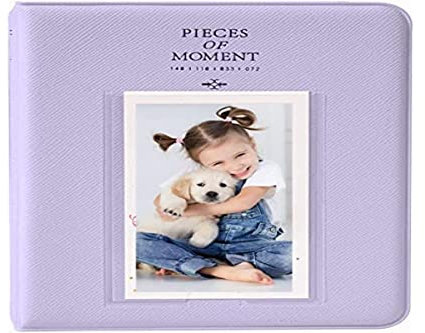 OBERSTER 64 Taschen Fotoalbum für Fujifilm Instax Mini 7s 8 8+ 9 25 50s 70 90, 2x3 Zoll Mini Fotoalbum kompatibel mit Sofortbildkamera Fotobuch Namenskartenhalter (Violett)