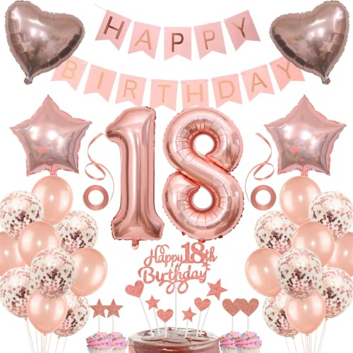 dekoration rosa guld 18-årsdag födelsedag flicka present ballong