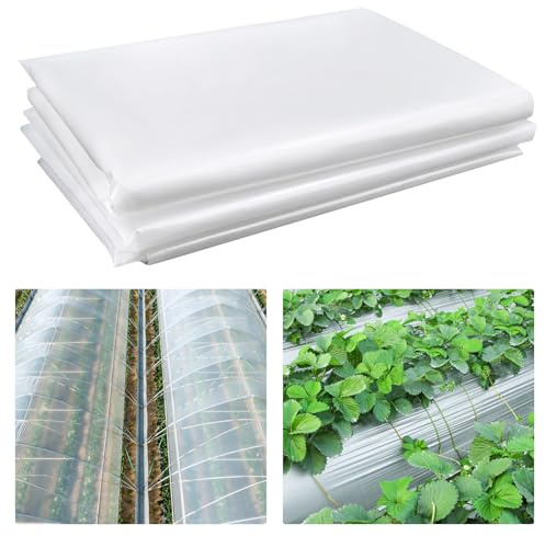 Plastic Sheeting, 3m x 2m Heavy Duty Polythene Sheeting Thick Waterproof Greenhouse Film Polyethylene Dust Horticultural Membrane Polytunnel Cover for Gardening, Farming, Building