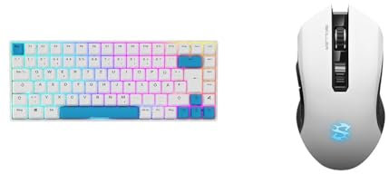 Sharkoon Skiller SGK50 S3 PBT Weiß, RGB Gaming Keyboard, Gateron G PRO 3.0 Yellow, 75% Layout & SKILLER SGM3 weiß, optische Gaming Maus, Dual Mode (Funk oder Kabelgebunden), RGB