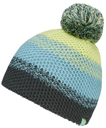 Ziener Kinder ISHI Mütze | warm, gestrickt, dreifarbig, Lime Light, S