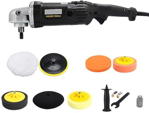 MYVVKIA Pulidora Multifuncional de 1300 W, pulidora rotativa con pulidora, Ajuste de Velocidad de 8 velocidades, 600-3500 R/MIN, con Mango de Tornillo de Banco/Placa Plana/cepill