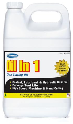 ComStar Oil in 1-Clear,1 Gallon, All-Purpose Clear Cutting Oil, Ideal for High-Speed Machines & Hand Threading, Protects Dies & Tools, Superior Lubrication for Steel, Brass, Aluminum & Pipes (45-745)