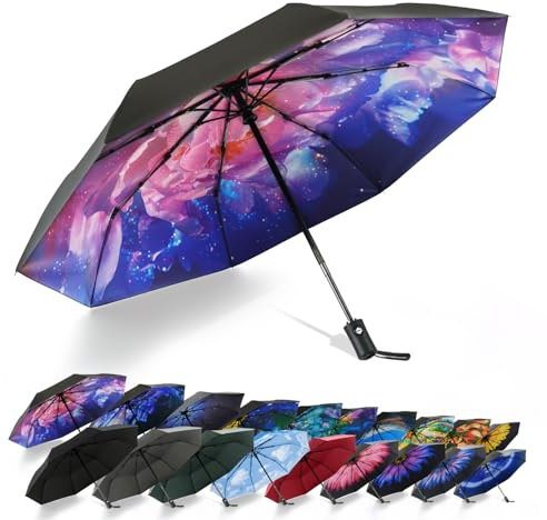 SY COMPACT Travel Umbrella - Windproof Automatic Compact Umbrellas for Rain