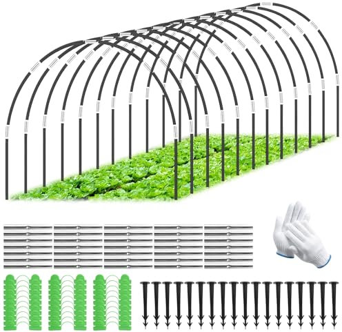 SDLDEER Pflanztunnel Bögen, 50 PCS Folientunnel für Hochbeet Abnehmbar, DIY Pflanztunnel Bögen für Hochbeet, Tunnelbögen Hochbeet, Gewächshaus Tunnel für Garten Zeile Abdeckung Pflanzen Obst Gemüse