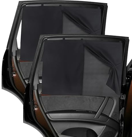 Flaconi Lot de 2 pare-soleil de voiture universels à double couche pour bébés et enfants, rideau de protection solaire magnétique pour voiture, s'adapte à la plupart des voitures, SUV, monospaces et