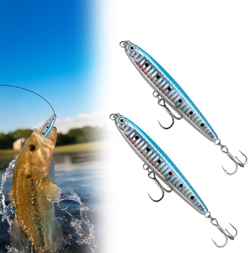 2 Pezzi Esche da Pesca 10cm/24g, Esca Artificiale Affondante a Lancio Lungo, Pencil Swimbait per Mare, Fiume, Lago e Barca, Esca Mare per Siluro, Trota, Spigola, Acqua Dolce e Salata