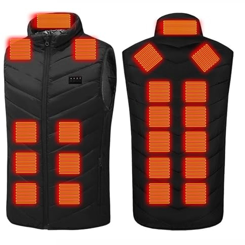 Femme Gilet Chauffant Homme Veste Chauffante Électrique USB Vêtement de Chauffage avec Zones de Chauffage Multiples et 3 Températures Réglables Gilets Chauffant Électrique Chaud Hiver pour Moto Chasse