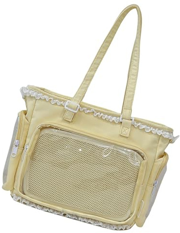 Qaonsciug Moderno Semitrasparente Candy Firm Scuola Lavoro Bag Per Le Donne Giovani Capacious Poliammide Planner Sottile Chiaro Borsa A Tracolla, Giallo, One Size