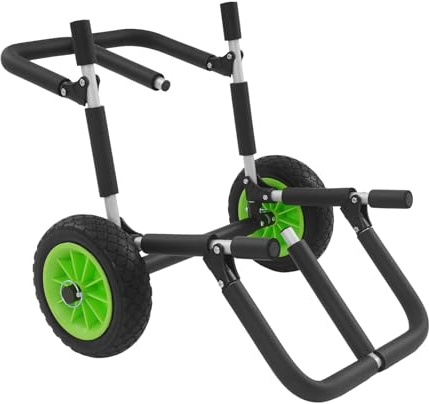 Garbenat Carrello da surf in alluminio, fino a 80 kg, per 2 kayak/SUP, tavola da surf, carrello con ruote da 10 pollici (verde)