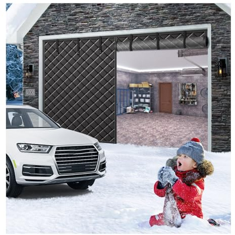 Magnetisk isolerad garagedörrskärm, termiskt skydd för 9 x 10 ft, 3 x 7 fot, 16 x 7 fot, vindtät svart gardin för garage, uteplats, balkong, 396 x 244 cm