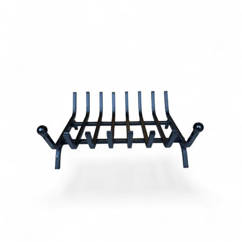 Brucialegna per Camino in Ferro, Porta legna Nero, Struttura 40x35x16 cm, Sezione 12 mm, con Sfere Verniciate, Made in Italy