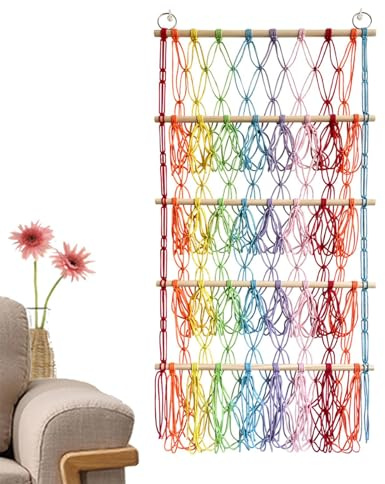 Stuffed Toy Net,4 Layers Bohemian Organizer - Adjustable Wall Mounted Macrame Holder, Boho Nursery Furniture Plush Organizer, Bohemian Height Adjustable Hammock For Bedroom, Nursery