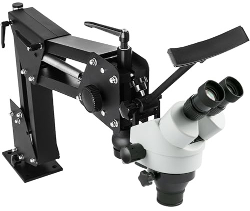 VEVOR Microscope de Sertissage pour Bijouterie Zoom 7X-4,5X Outils de Bijouterie avec Objectif 76 mm et Support Articulé à Ressort Multi-directionnel, pour Micro-sertissage de Bijoux Joaillerie