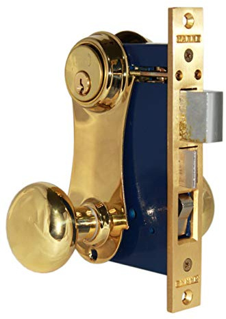 Marks 21AC LHR Double Cylinder Iron Gate Ornamental Knob Plate Mortise Lock Set with 2-1/2 Backset