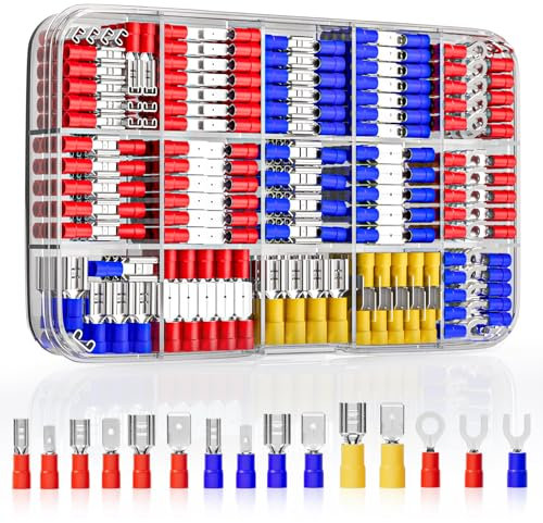 368Pcs DEHAO Crimp Connectors 0.5-6.0mm² Electrical Crimping Connectors Insulated Crimp Terminals Ring Fork Male Female Spade Connector