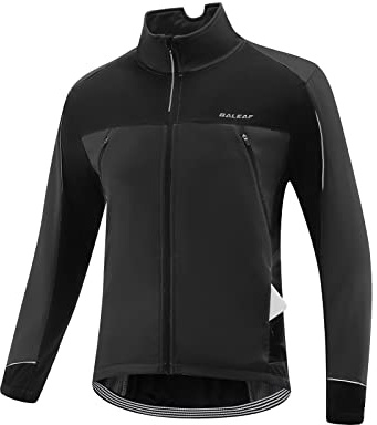 baleaf Men's Winter Jacket Windproof Softshell Thermal Warm Pockets Cycling Running Mountain Biking Cold Weather Gear, black L