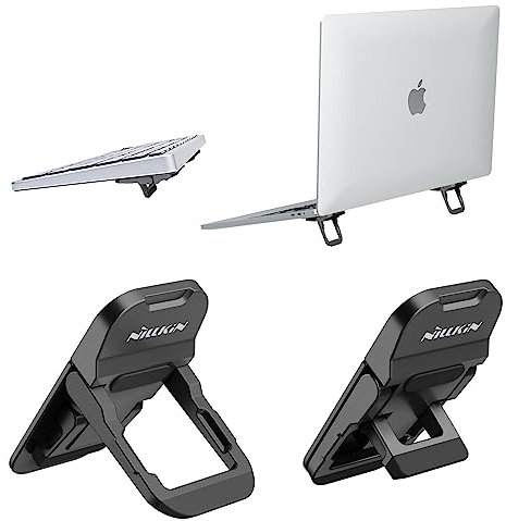 Nillkin Tastatur Ständer und Faltbarer Unsichtbarer Tastatur Erhöhung, Verstellbarer Laptop Füße mit Rutschfester Silikon Unterlage Kompatibel mit allen Laptops/MacBook/Notebook, Schwarz
