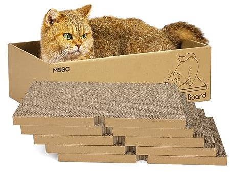 PETTOM 5 Stück Kratzbrett, Kratzbretter Katze mit Karton, Kratzpappe für Katzen 43 * 25cm, Katzen Kratzbrett Doppelseitig