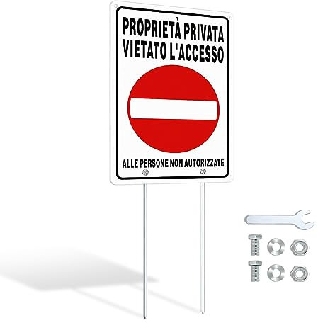 SINMAO Proprietà Privata Cartelli in Alluminio con Staffa 30x20cm, Vietato L'accesso alle Persone non Autorizzate Longitudinale incl. viti e Accessori di Montaggio