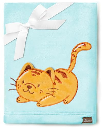 Be Mammy Coperta calda per bambini con peluche regalo per bambino con motivi 3D (Blu Polvere - Gatto)