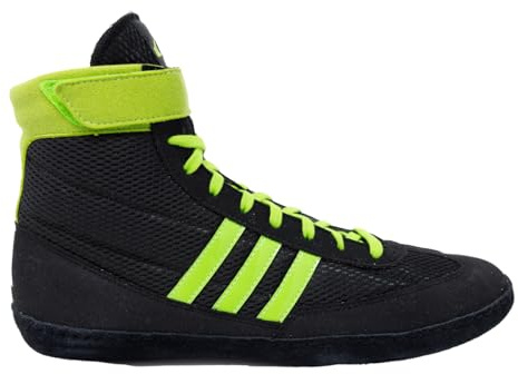 adidas Combat Speed 4 Wrestling Boots Shoes, Black/Solar Green, 7.5