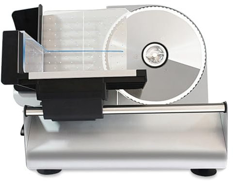 Rebanadora Eléctrica De Alimentos Para Queso Y Carne Acero Inoxidable Máquina Cortadora De Carne Cortadora De Alimentos Para Diversos Alimentos, Pan, Verduras Espesor Ajustable 0-15 Mm Cuchillo 19 Cm