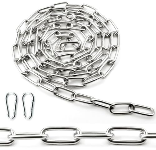 Ziamzra Catena 2 M 4 mm Cadenas Cadena de Acero Inoxidable Cadena Candado Cadena Acero Inoxidable de Eslabón Corto Piezas para Tender la Ropa Mascotas Antirrobo Cubos de Basura