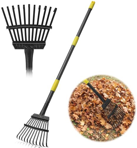 60 Leaf Rake- 11 Metal Tines 8.5 Wide- Small Leaves Rakes for Gardening- Adjustable Metal Leaf Rake for Picking Leaves,Grass Clippings Garbage