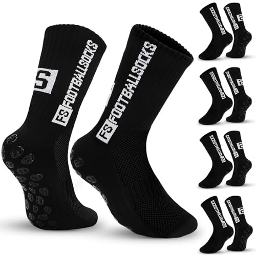 JUNEBRUSHS Football Sock, 4 Pairs of Football Sock Men 39-45 Football Socks for Football Accessories Men Non-Slip Stopper Socks Football Things