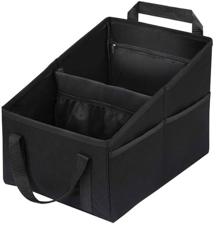 MIYUANGKJ Organiseur de siège de voiture pliable - Boîte de rangement pour passager - Accessoires de voiture - Sac de rangement arrière - Avec poignées de division et plusieurs poches
