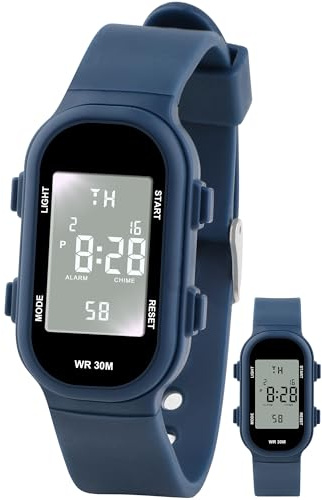 Juboos Kids Digital Watch,Watches for Girls Boys,Children's Waterproof Wrist Watches with Print and Colourful Lights,Toddler Watch with Cat Ears for Boys Girls (Dark Blue)