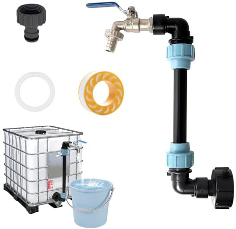 Adaptador Depósito IBC,Grifo Depósito latón IBC, grifo deposito 1000 litros,3/4 Adaptador tanque IBC,Grifo Jardin IBC Adaptador Depósito 1000 L,para Exterior Jardin Deposito Agua Lluvia Adaptador