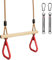 Littleboyny Columpio Infantil multifunción Trapezoidal de Madera con Anillas de plástico para Colgar hasta una Carga de 120 kg Rojo