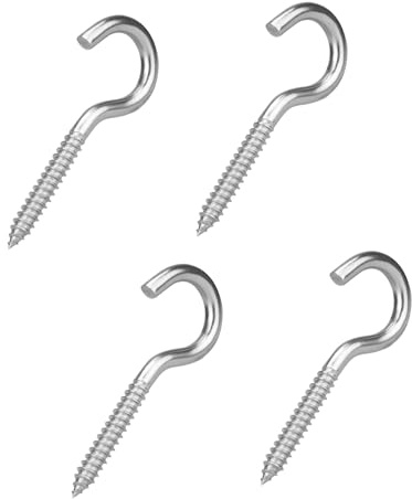 ZMZaoan Ganchos de rosca M8 x 100 mm, 4 ganchos de techo de acero inoxidable - Ganchos de Techo y Alcayatas Pared, Ganchos de Tornillo para Hamacas, Toldos y Sillas Colgantes, mecedoras, cables