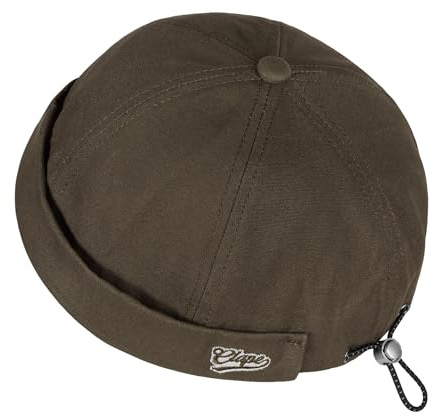 CLAPE Docker Cap herr dam bomullskeps utan skärm justerbar sjömansmössa hatt fiskarhatt, FMA2515-brun, one size