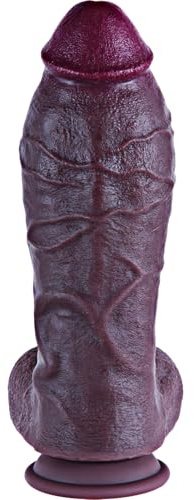 Dildo adulto realistico nero da 24 cm, spesso, in silicone a doppia densità, con ventosa, per stimolazione del punto G e vaginale, utilizzabile anche come plug anale largo, per utenti esperti