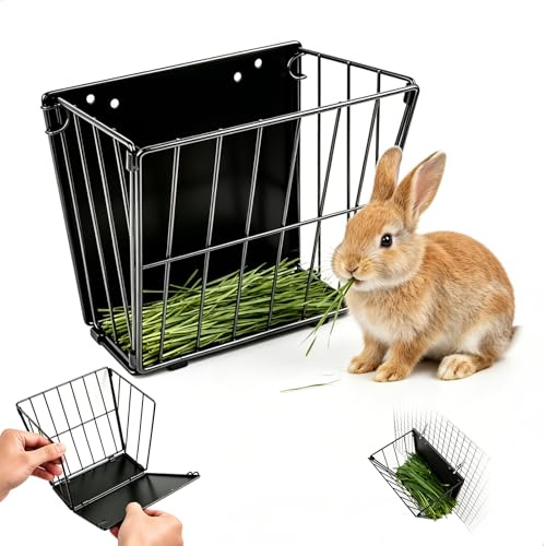 Ratelier Foin Lapin, Pliable Mangeoire Accessoires Ratelier Lapin avec Cadre en Métal et Attaches pour Cochon d'Inde, Chinchilla, Accessoires de Cage à Chinchilla