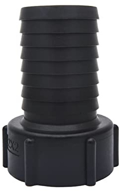 2 IBC Tank Fittings with Sealing Ring, Water Butt Tank Tap Connector Fit for 50MM Inside Diameter Hose Garden Hose Adapter Replacement Valve Parts (S60*6,Black)