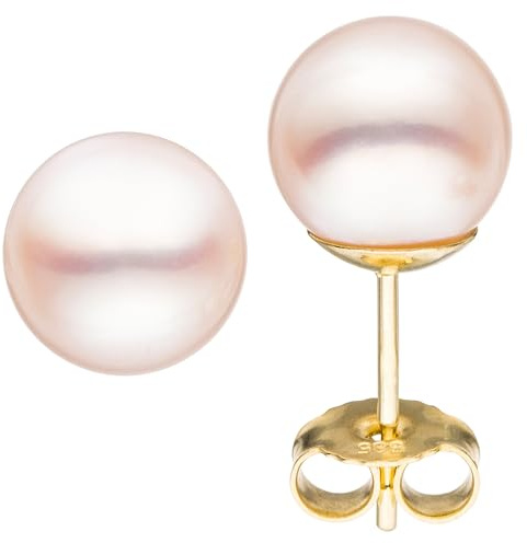 Jobo Damen-Ohrstecker aus 14 Karat 585 Gold mit Akoya Perlen 8,5 mm