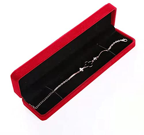 FAYADA Scatola regalo lunga per collana con catena di velluto, custodia per braccialetto rosso, scatola per gioielli per matrimoni, fidanzamenti, proposte, compleanno e anniversario