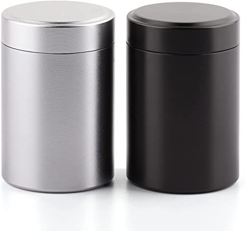 OZCHIN 2 tarros de almacenamiento de aluminio portátiles herméticos a prueba de olores, contenedor de almacenamiento multiusos para especias, café y tés