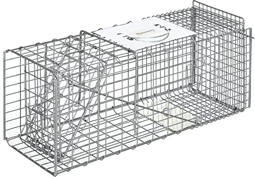 Outsunny Piège Vivant piège Cage de Capture Pliante pour Petits Animaux Type Rat et Souris - 2 Portes + poignée - 66 x 24 x 30 cm - Acier Gris