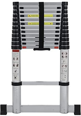 Escalera telescópica Plegable con Cierre Suave, Escalera Multiusos Extensible de Aluminio con Cierre Suave, Escalera Extensible de Aluminio con estabilizadores (3,80 m)