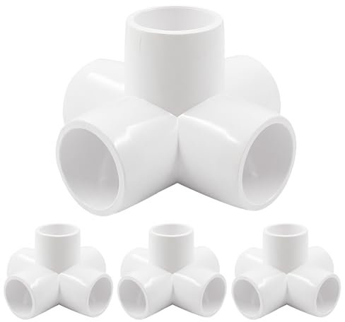 LifCratms 1,27 cm 5-Wege-PVC-Fitting, 1,27 cm PVC-Rohrverschraubungen PVC-Rohrverbindungen Ellenbogen Möbelqualität Rohrverbinder für DIY PVC Regal Möbel Zelt Gewächshaus Rohrrahmen - 4 Stück