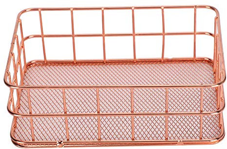 ZHDOKA Cestino Portaoggetti in Filo D'oro Rosa, Organizer da Tavolo in Metallo, Moderno Cesto per Frutta, Pane, Vassoio Portaoggetti per la Casa per Organizzare Bagno, Dispensa e Stanza Dell'artigiana
