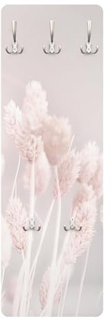 Bilderwelten Garderobe Blumen 105cm x 34cm Gras Sonnenlicht Modern Garderobenhaken Garderobenpaneel Flurgarderobe Flur-Möbel Wandgarderobe Holz