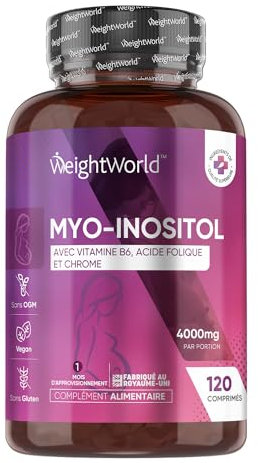 Inositol 4000mg Tabletten - Mit Vitamin B6 & B9 (als folsäure), Chrom - 120 vegane Tabletten - 1 Monat Vorrat - Alternative zu Myo Inositol Kapseln & Pulver - Ohne Gentechnik - Von WeightWorld