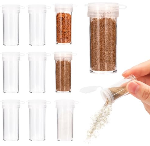 10 Stück Mini Salzstreuer, 6g Plastik Mini Salzstreuer für Unterwegs, Salzstreuer Klein für Reise Camping Gewürze Set, Gewürzstreuer für Salz und Pfefferstreuer